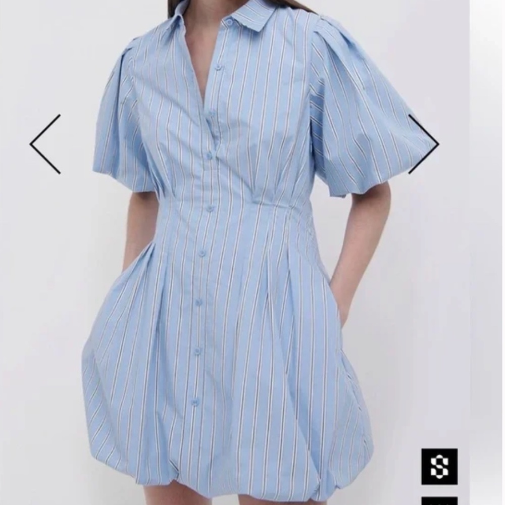 COPY - Simkhai Cleo Balloon Mini Dress - CLASSIC BLUE STRIPE / 4